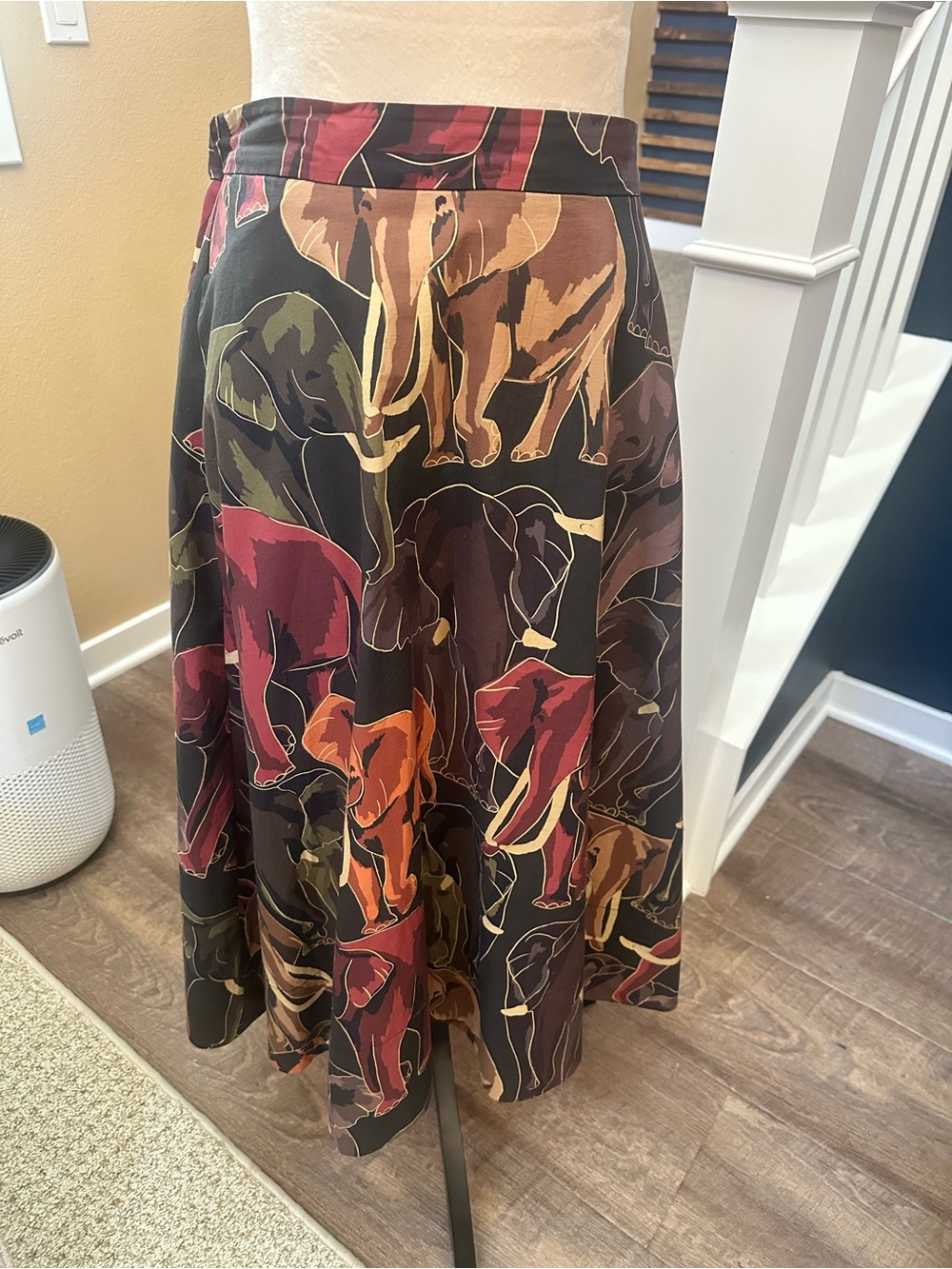 FARM Rio Black Multi Elephant Print Circle Skirt
